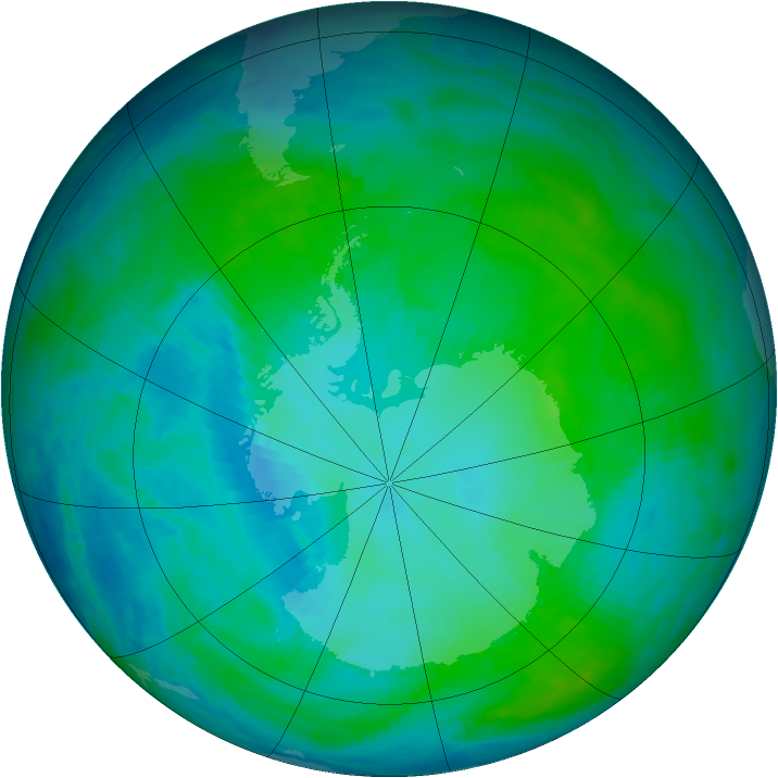 Antarctic ozone map for 04 February 1993